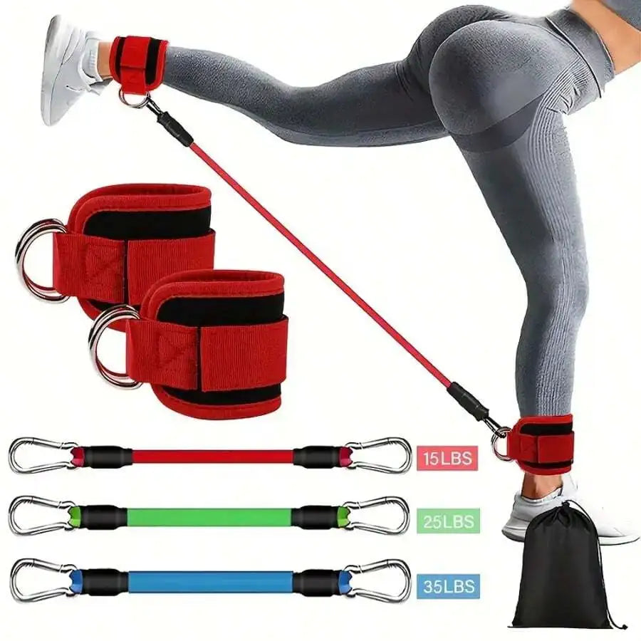 5pcs Ankle Resistance Bands Set – Adjustable Straps for Leg, Glute & Strength Training, Yoga Pull Bands with Carry Bag