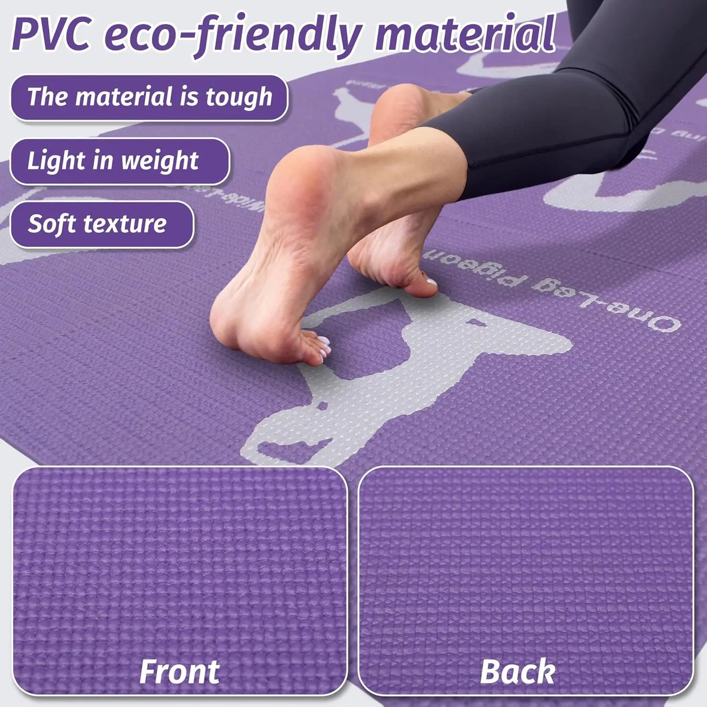 Extra Thick Foldable Yoga Mat with Printed Pose Chart for Pilates and Core Training at Home