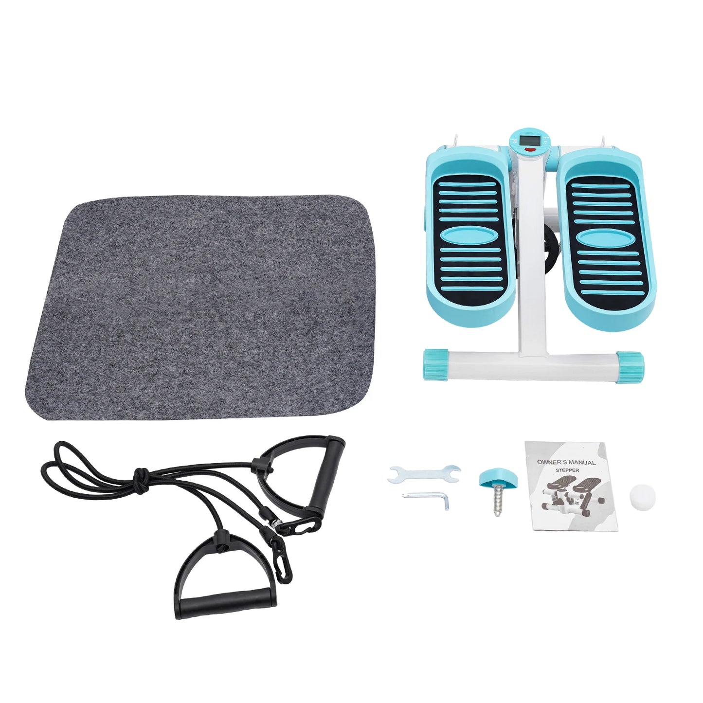 Fitness Twist Stepper Mini Exercise Stepping Machine W/Resistance Bands+LED Screen For Weight Loss Shaping Daily Exercise, Load 150KG