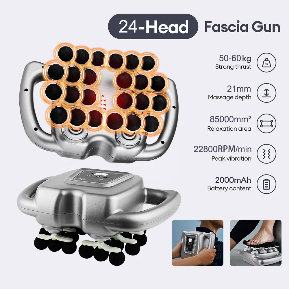 Foreverlily 24-Head Fascia Massage Gun For Back Neck Shoulders Waist