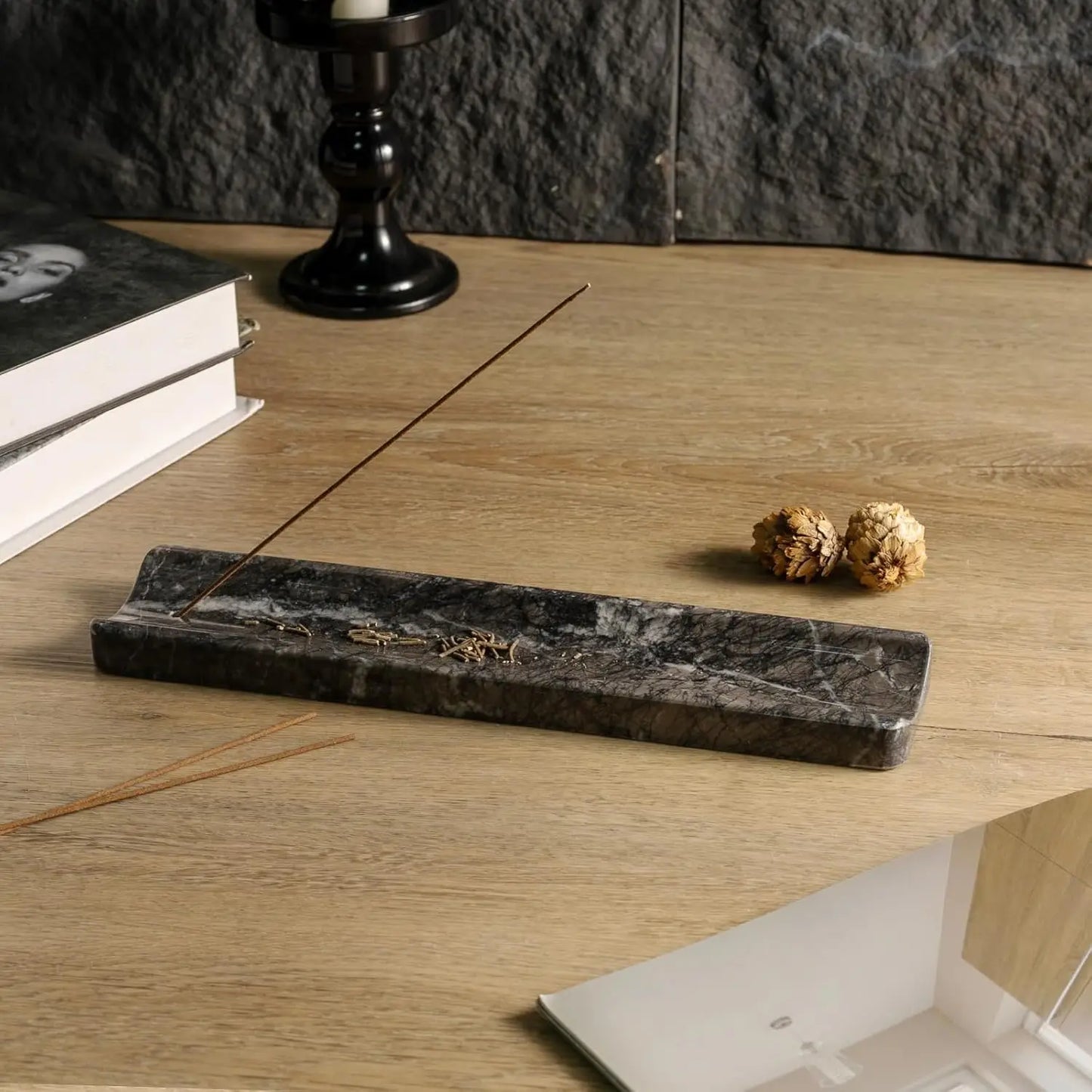 Marble Incense Holder for Sticks, Ash Catcher, Natural Stone Burner for Meditation Yoga SPA, Home Table Decor