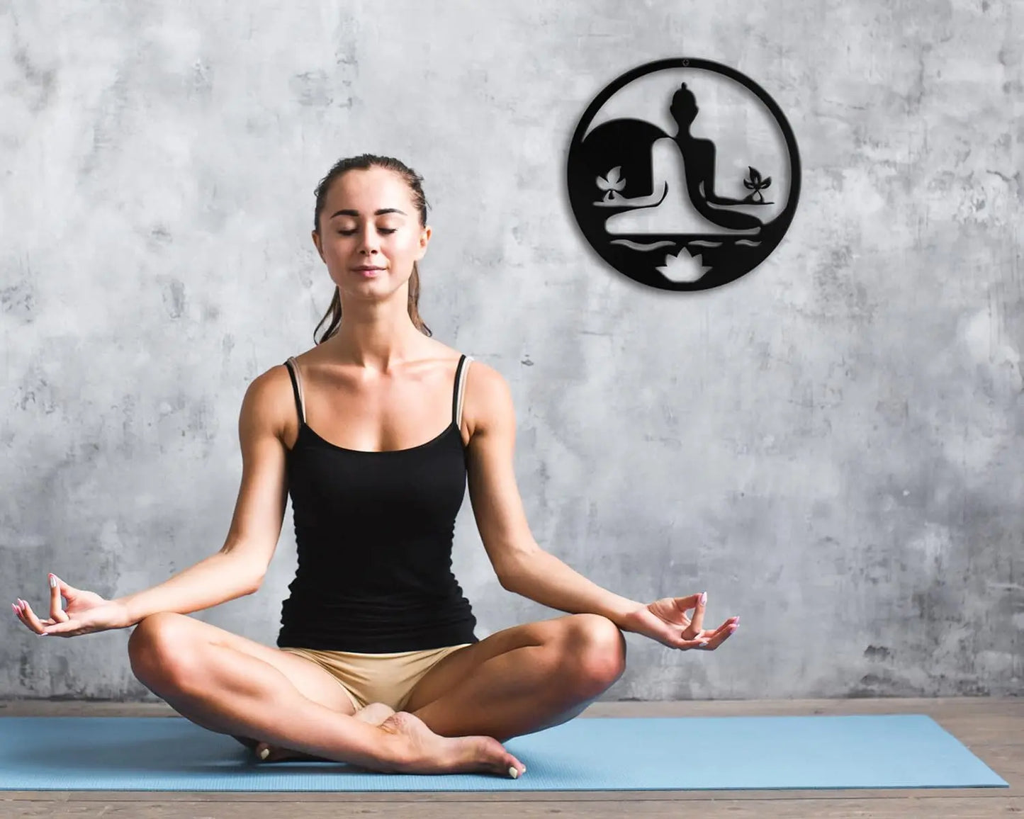 Metal Zen Wall Decor Iron Buddha Art Lotus Spiritual Meditation Décor for Living Room Bedroom Yoga Studio Office