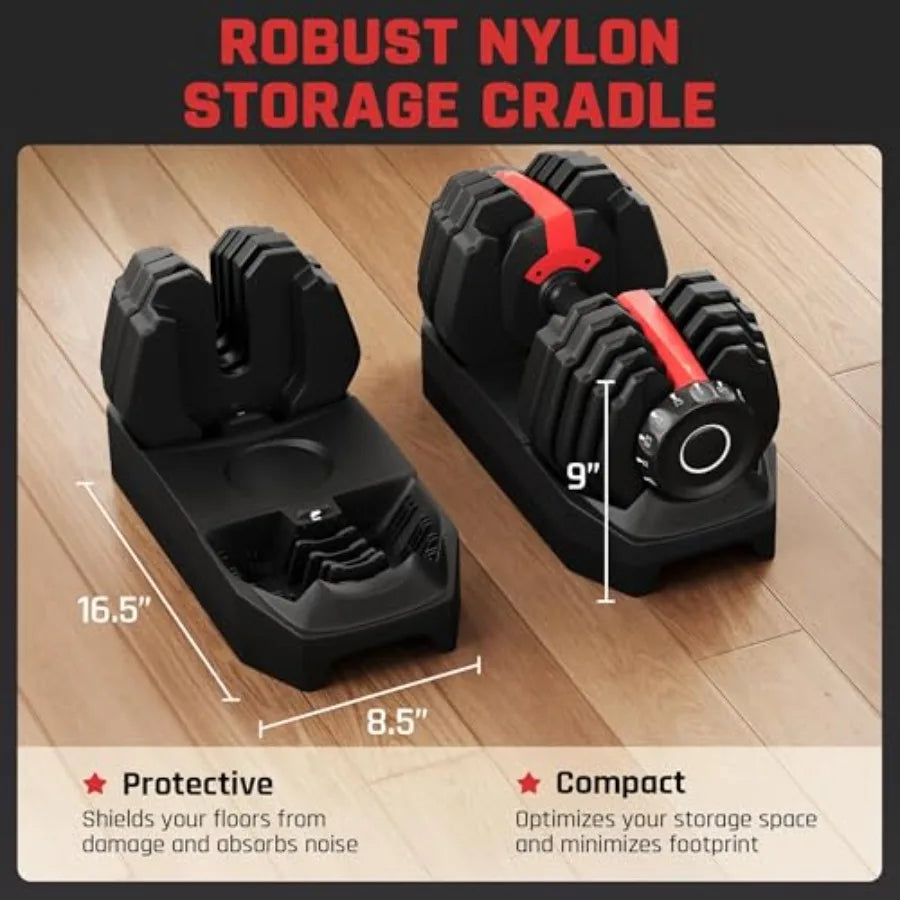Adjustable Dumbbell Set 28/40/52.5/90LBS Fast Adjust Dumbbells with Anti-Slip Handle and Tray for Home Gym Strength Training in