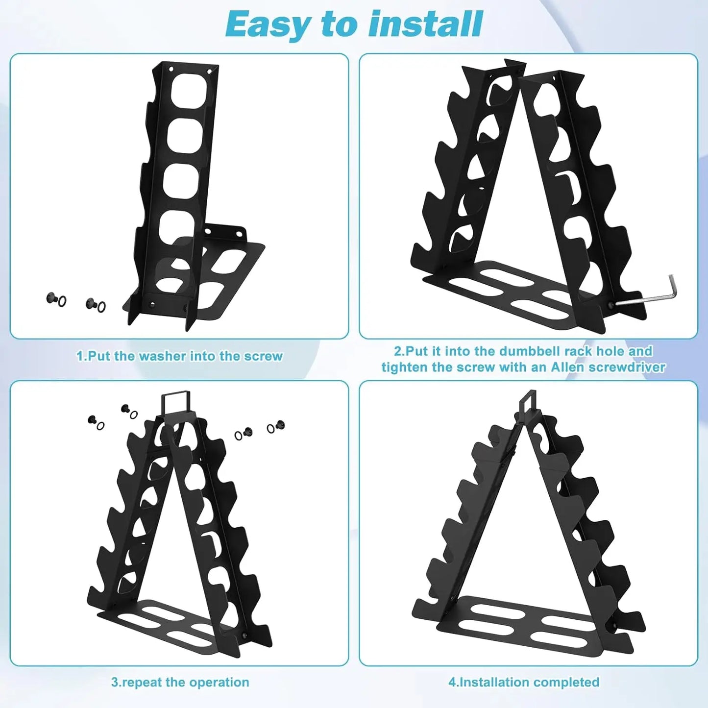 5-Tier A-Frame Metal Dumbbell Rack with Handle, Compact Weight Storage Organizer for Home Gym (Black)