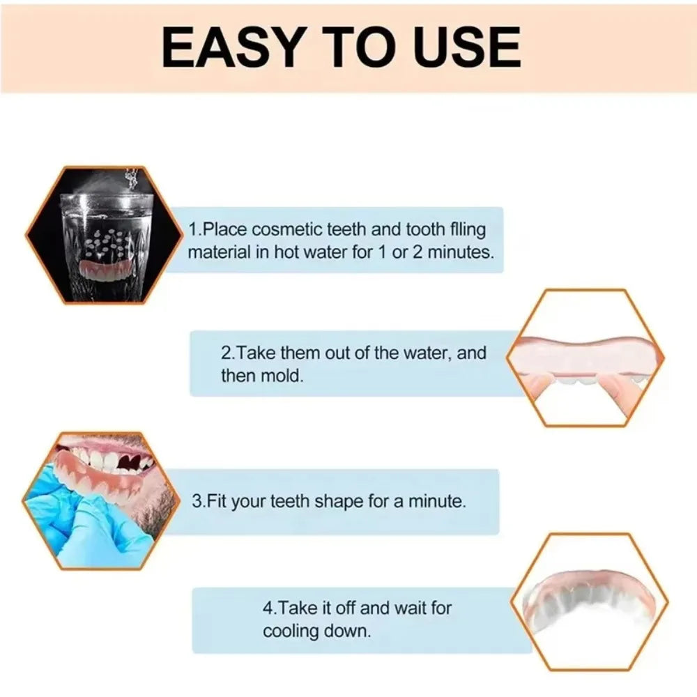 Soft Temporary Cosmetic Teeth Covers for Upper and Lower Teeth