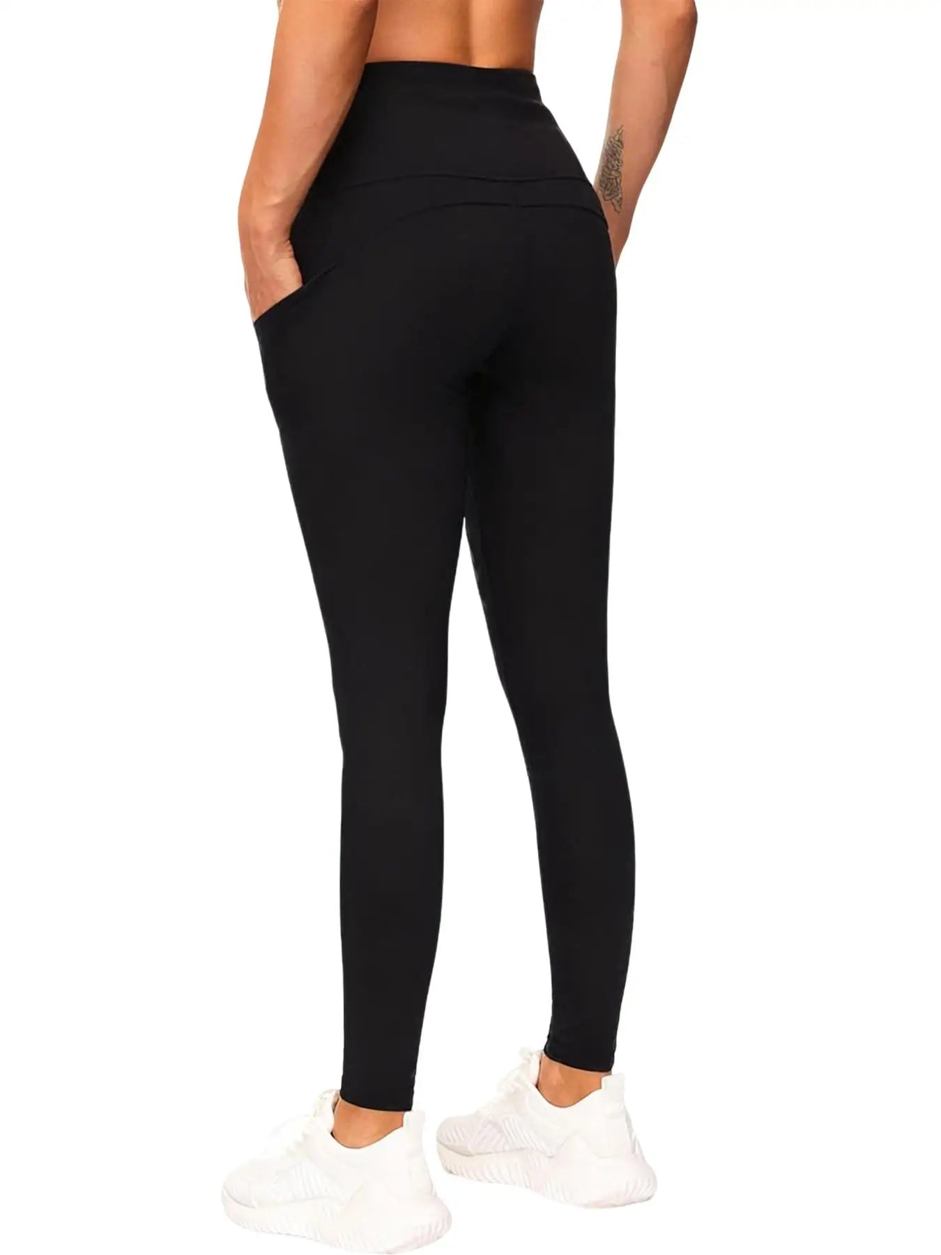 A Two-Piece Set of Athletic Leggings with Pockets on Both Sides, Yoga, Running, Quick-Drying, High Elasticity Soft, Comfortable.