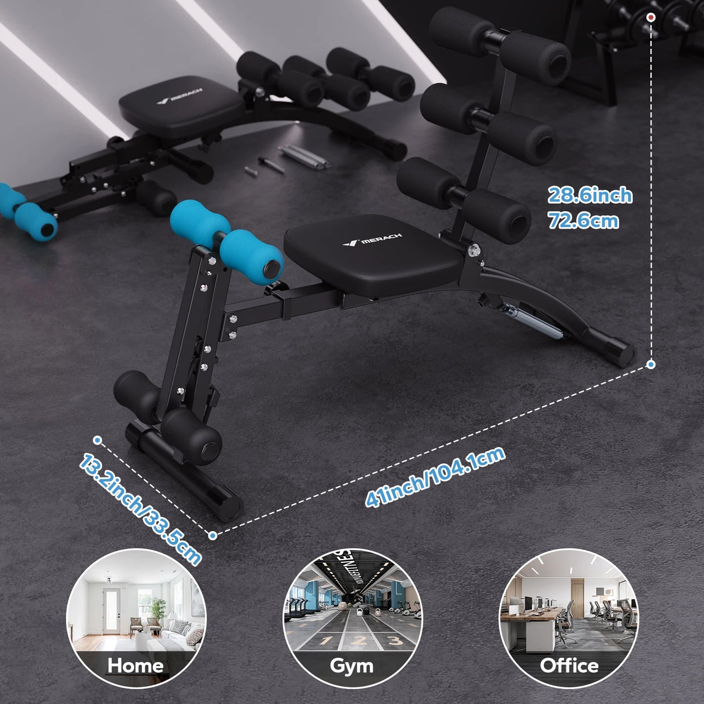 MERACH Ab Machine Multi-Functional Adjustable Sit Up Bench For Home Gym