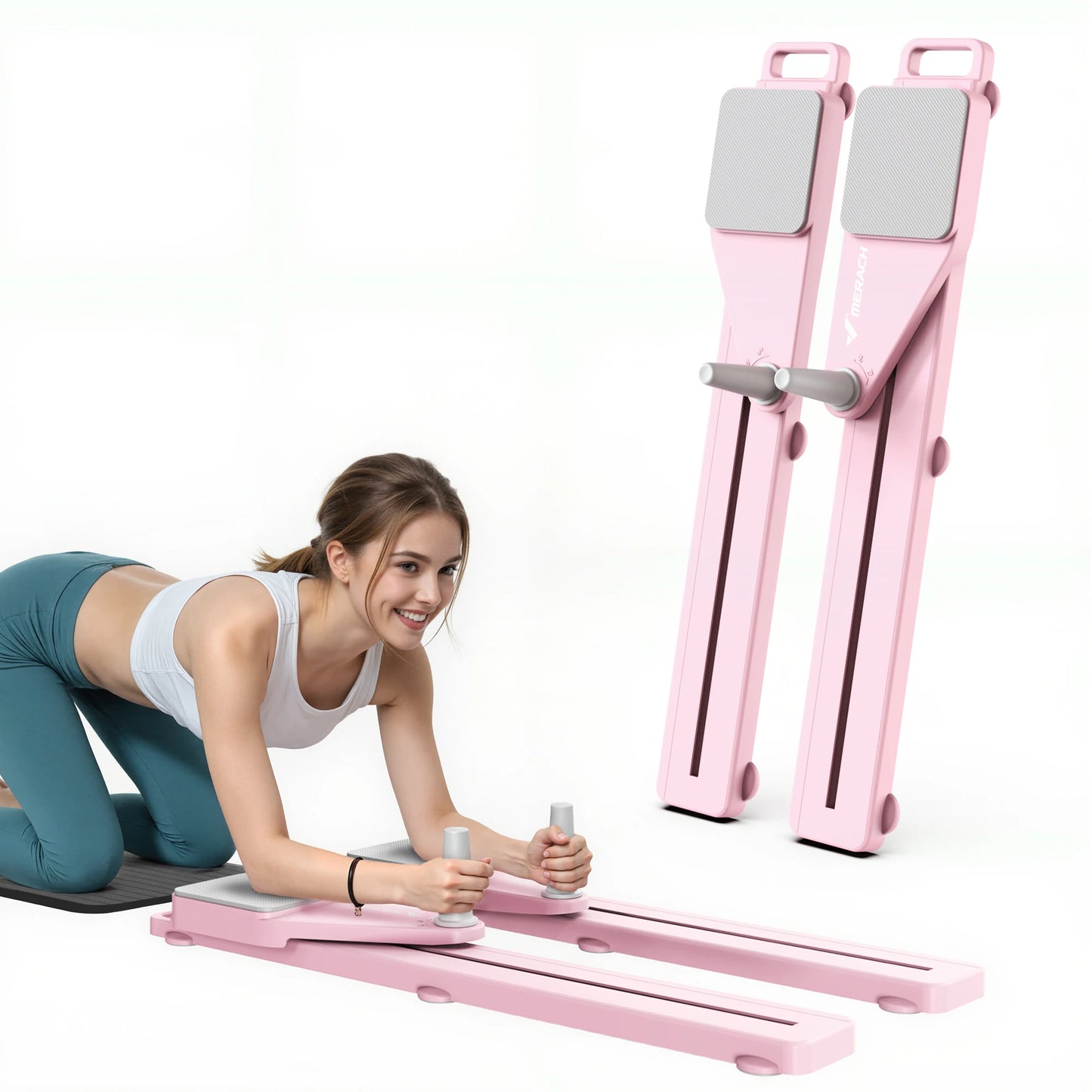 MERACH Pilates Board Multifunctional Abdominal Plate Detachable Ab Trainer with Anti-Slip Design Portable Pilates Reformer