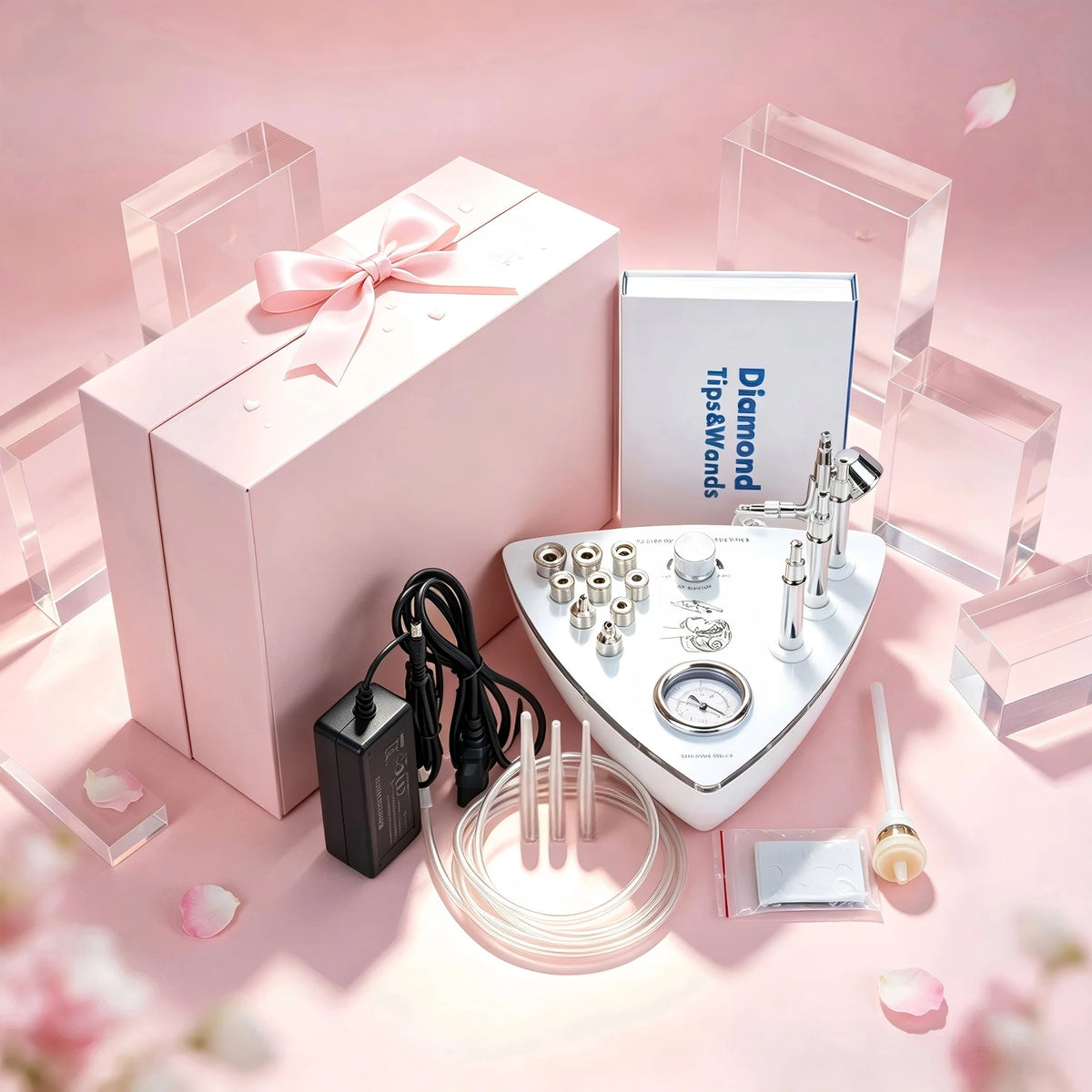 3 in 1 Professional Facial Skin Care Beauty Device with Diamond Microdermabrasion, Vacuum Spray, and Hydration Function, 65-68cmHg Vacuum Pressure for Facial Exfoliation, Peeling, Blackhead Removal, and Skin Hydration, Ideal