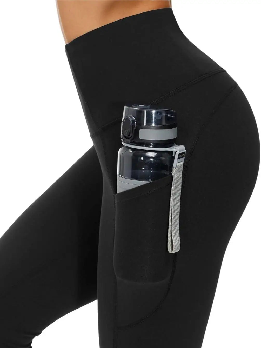 A Two-Piece Set of Athletic Leggings with Pockets on Both Sides, Yoga, Running, Quick-Drying, High Elasticity Soft, Comfortable.