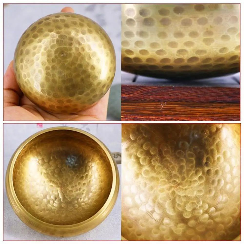Tibetan Singing Bowls Meditation Sound Bowl Heavenly Tone For Healing And Mindful Wooden Mallet Hand-Sewn Cushion Bowl Set F