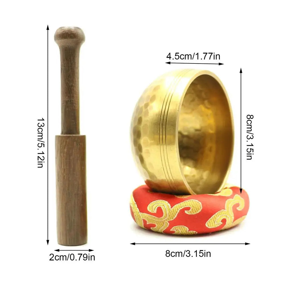 Tibetan Singing Bowls Meditation Sound Bowl Heavenly Tone For Healing And Mindful Wooden Mallet Hand-Sewn Cushion Bowl Set F
