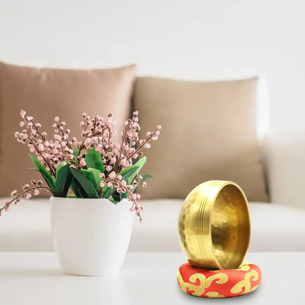 Tibetan Singing Bowls Meditation Sound Bowl Heavenly Tone For Healing And Mindful Wooden Mallet Hand-Sewn Cushion Bowl Set F