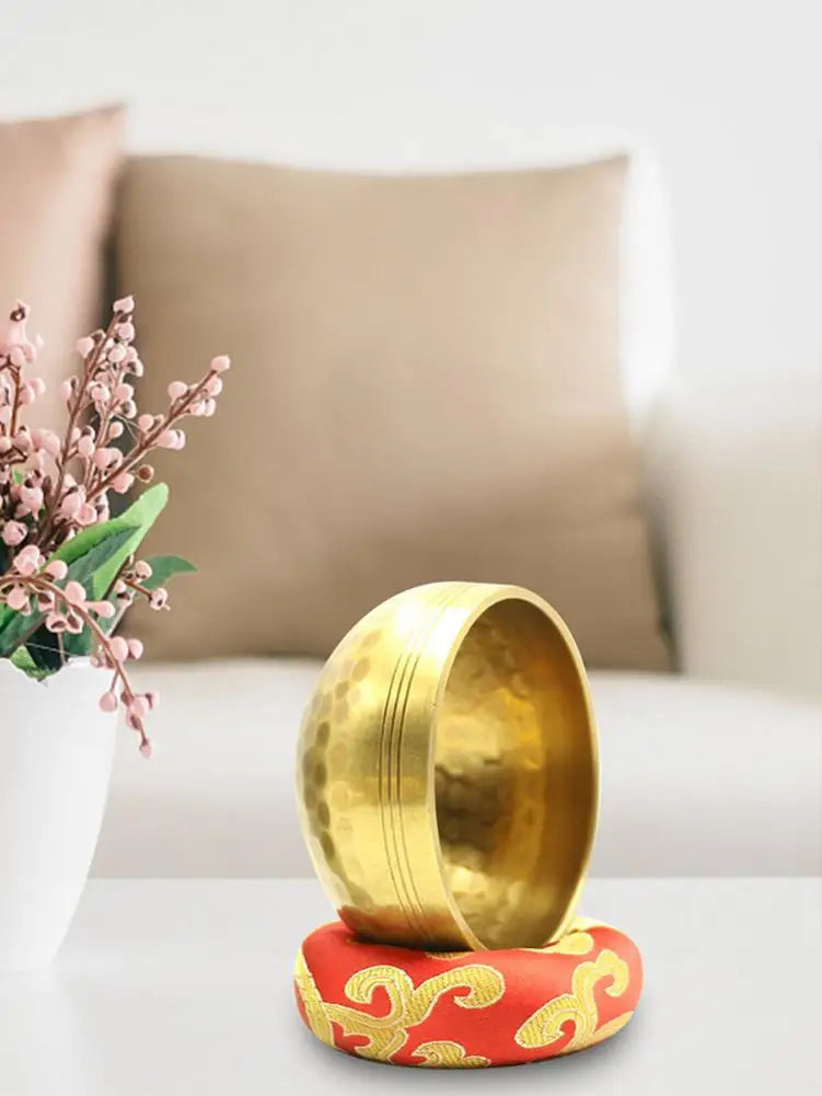 Tibetan Singing Bowls Meditation Sound Bowl Heavenly Tone For Healing And Mindful Wooden Mallet Hand-Sewn Cushion Bowl Set F