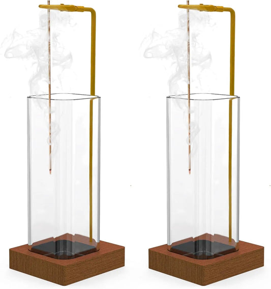 2 Pack Mess-Free Incense Holder with Ash Collector, Square Design for Home Decor, Yoga, Meditation