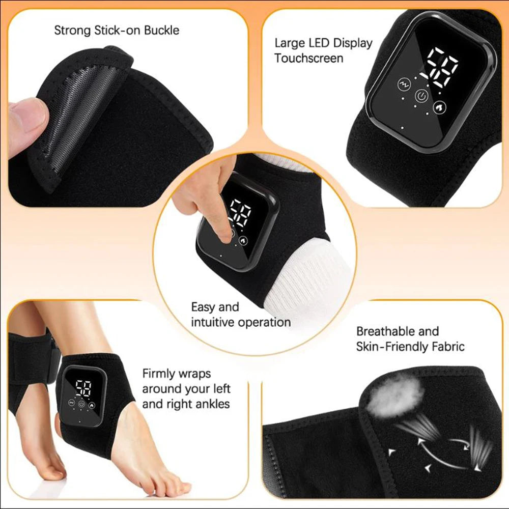 Electric Heat And Vibration Ankle Massager With Infrared Therapy