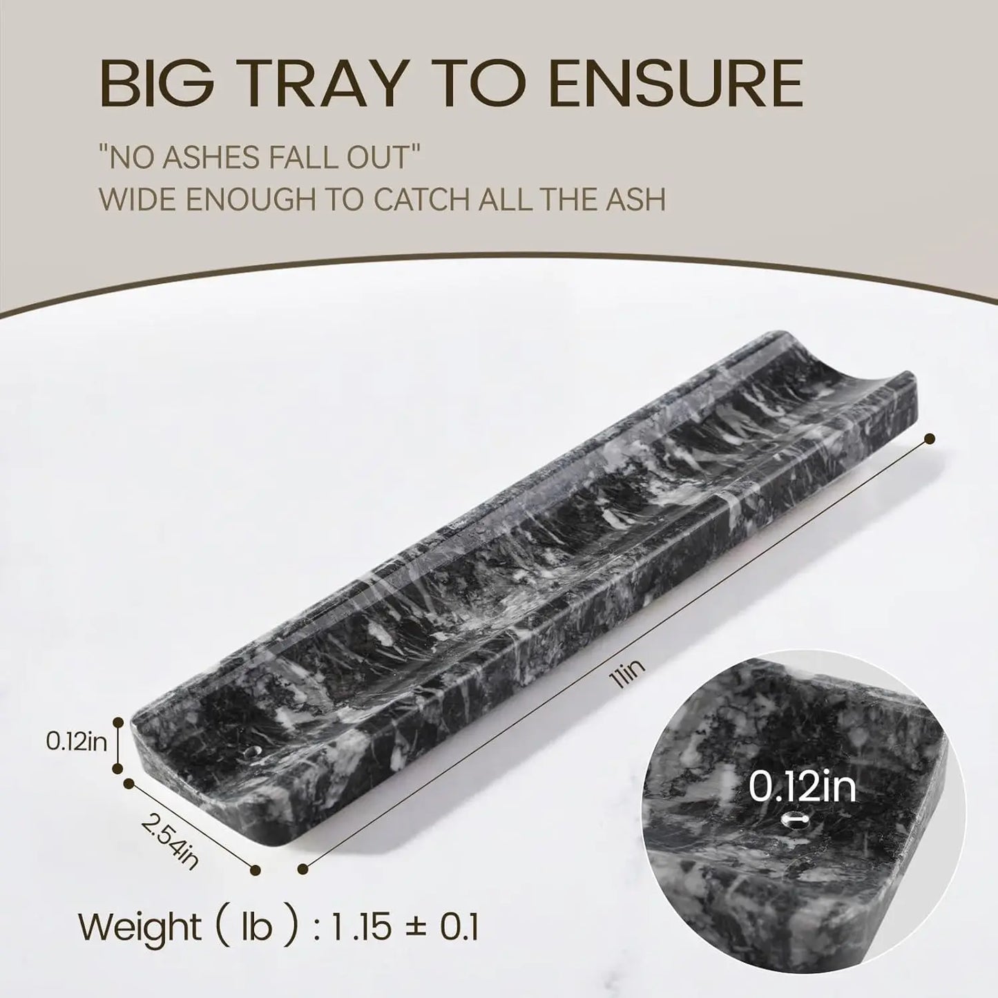 Marble Incense Holder for Sticks, Ash Catcher, Natural Stone Burner for Meditation Yoga SPA, Home Table Decor