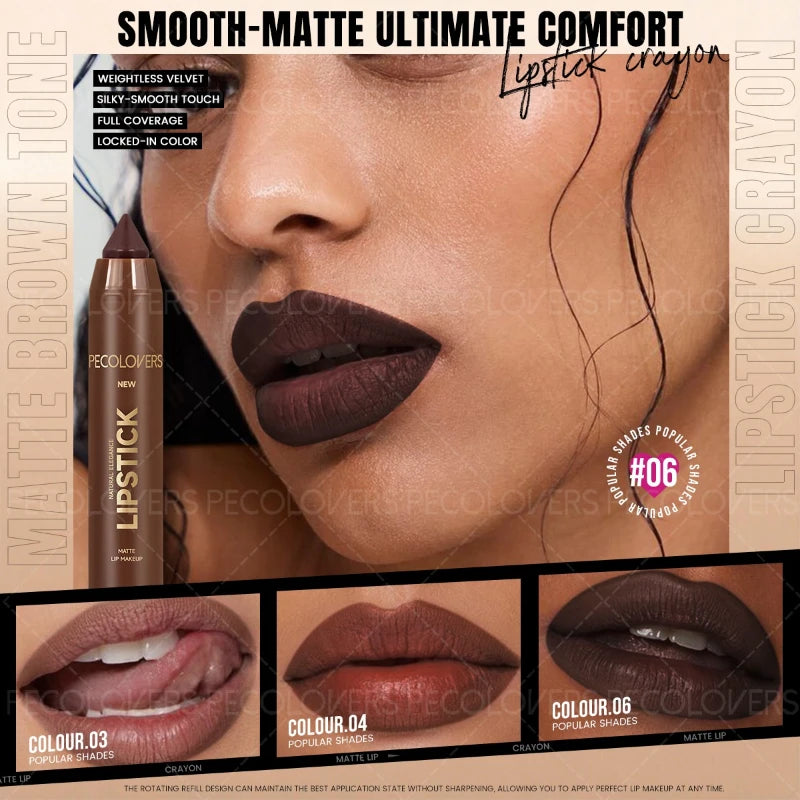Smooth Matte Lip Liner Crayon With Long Lasting Pigmented Color