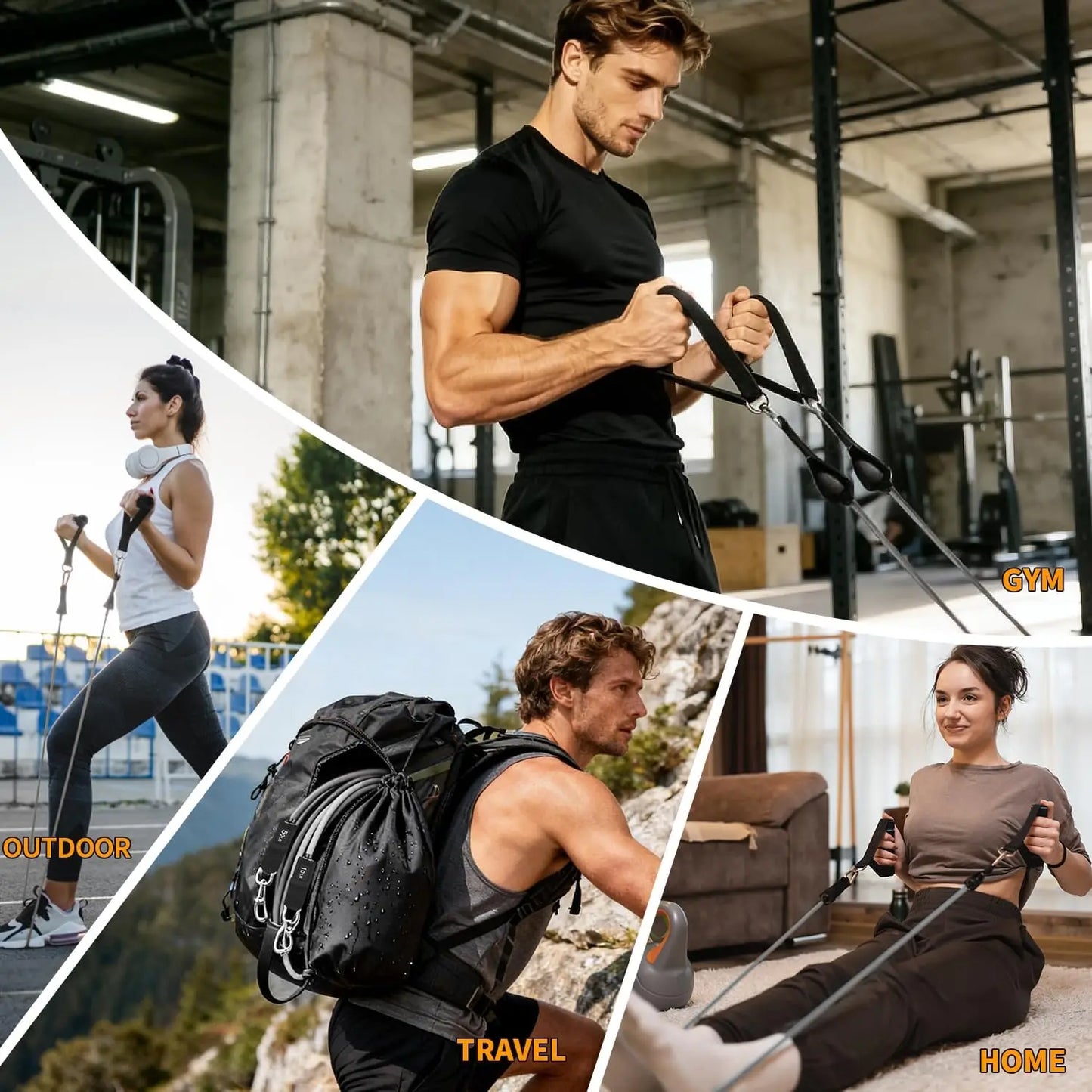 Resistance Bands Set with Handles, Door Anchor, Ankle Straps, 5 Levels, for Strength Training & Home Gym