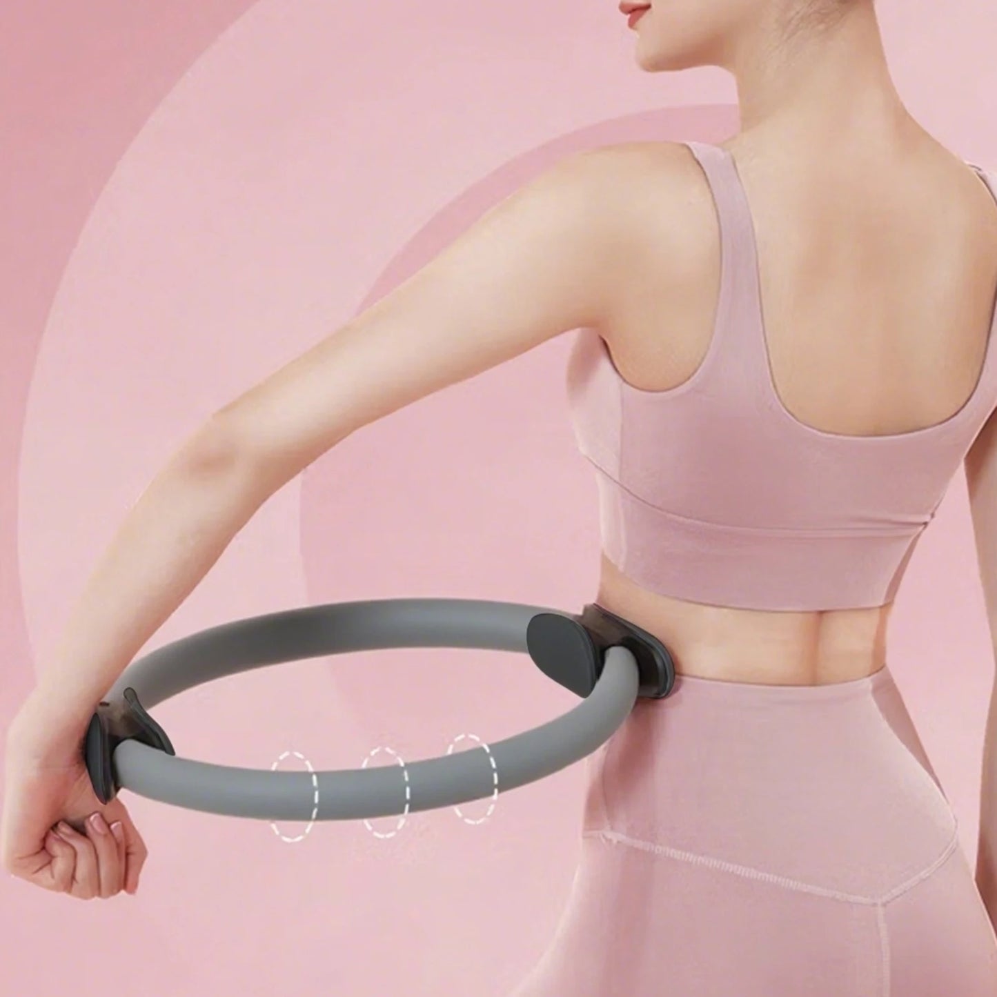 Pilates Ring Fitness Ring with Non Slip Handles for Core Workout (Light Grey)