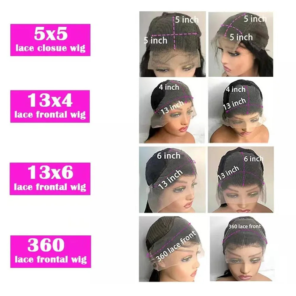 13x6 HD Transparent Lace Front Wigs 5x5 13x4 Body Wave Lace Frontal Wig  40 Inch Brazilian Preplucked Human Hair 200% Density