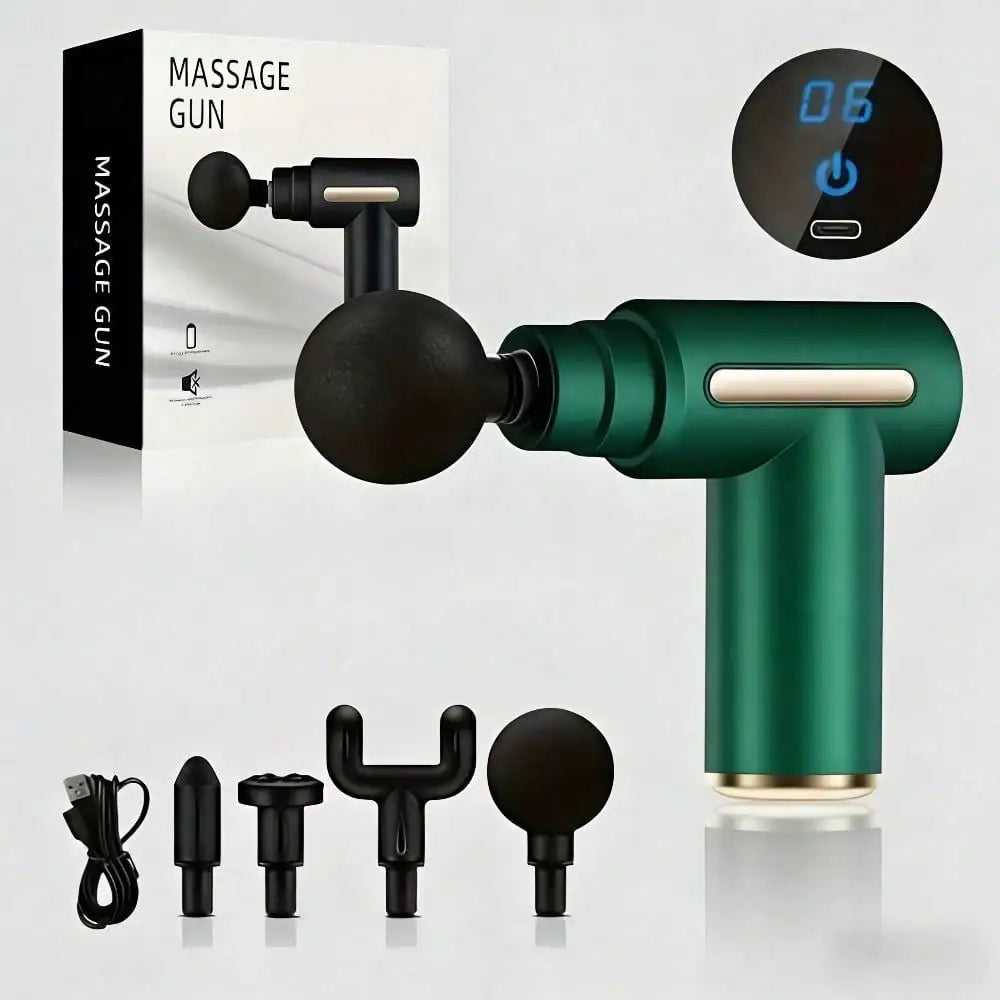 Electric Fascia Massage Gun With LED Screen And 4 Heads