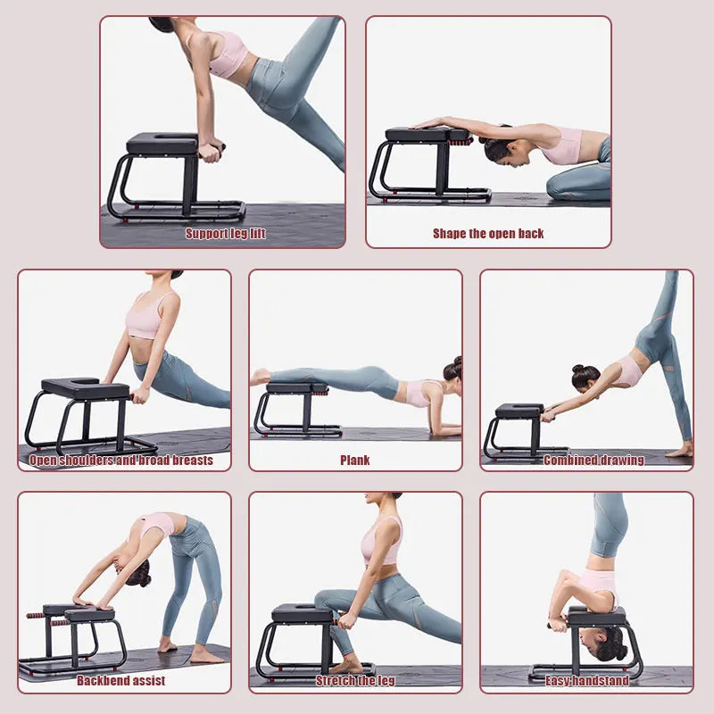 Home multifunctional inverted stool, double armrest yoga headrest bench, vertical yoga chair for balance training