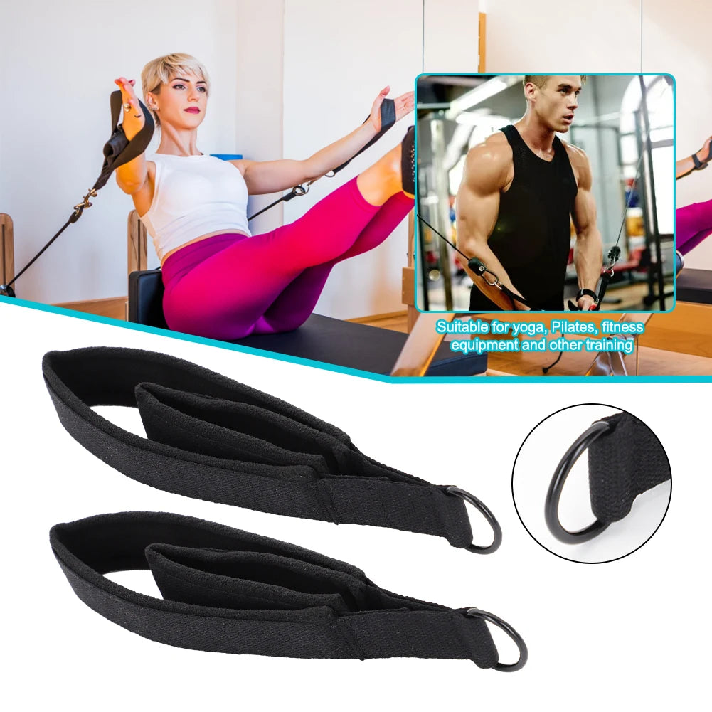 2Pcs Yoga Strap Elastic Double Ring Pilates Reformer Straps with Adjustable Buckle Exercise Straps for Yoga/Pilates/Ballet Dance