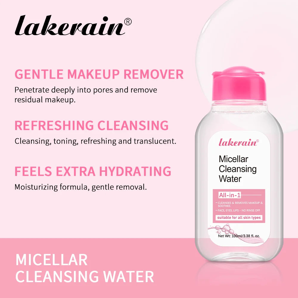 Lakerain Micellar Cleansing Water Makeup Remover Hydrating Facial Cleanser