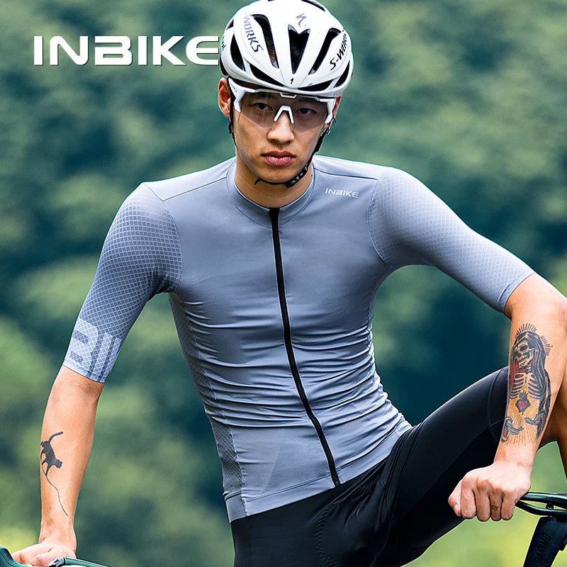 INBIKE Short Sleeve Cycling Jersey For Men Road MTB Breathable Quick Dry