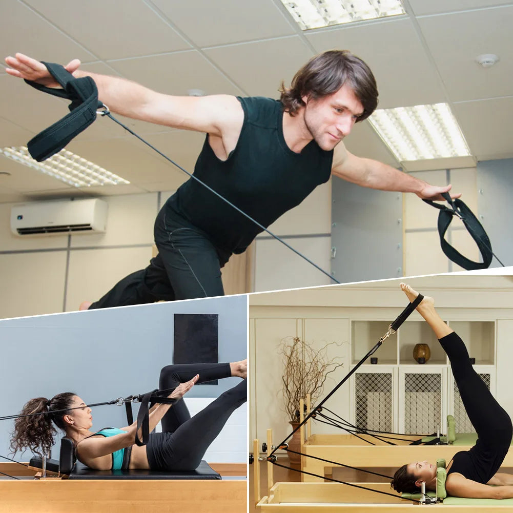 2Pcs Yoga Strap Elastic Double Ring Pilates Reformer Straps with Adjustable Buckle Exercise Straps for Yoga/Pilates/Ballet Dance