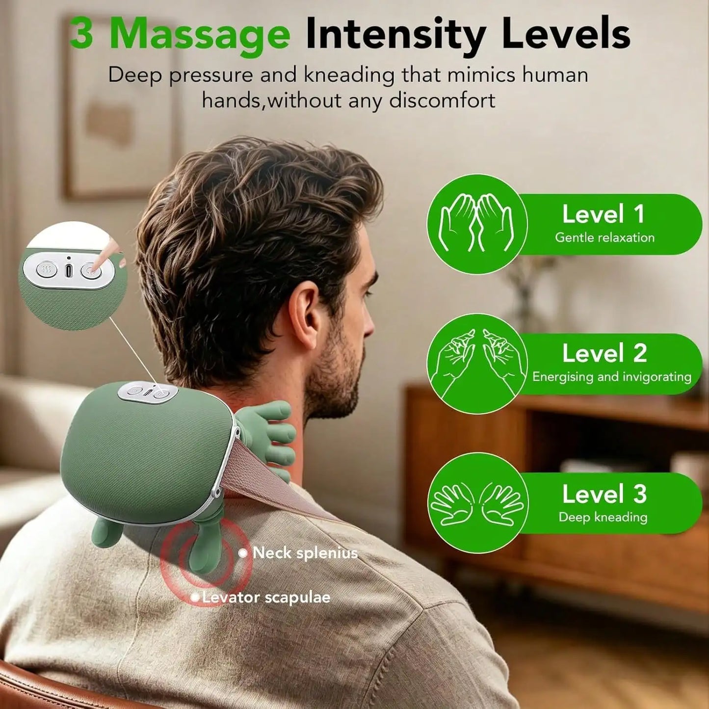 4D Neck Massager With Heat USB Portable Deep Kneading