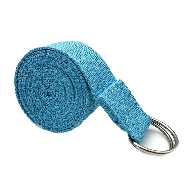 1.8mx3.8cm Yoga Strap Durable Cotton Exercise Straps Adjustable D-Ring Buckle Gives Flexibility for Yoga Stretching