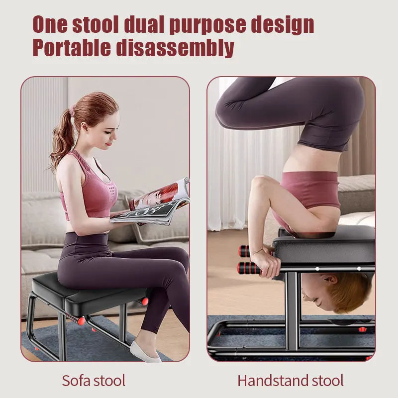 Home multifunctional inverted stool, double armrest yoga headrest bench, vertical yoga chair for balance training