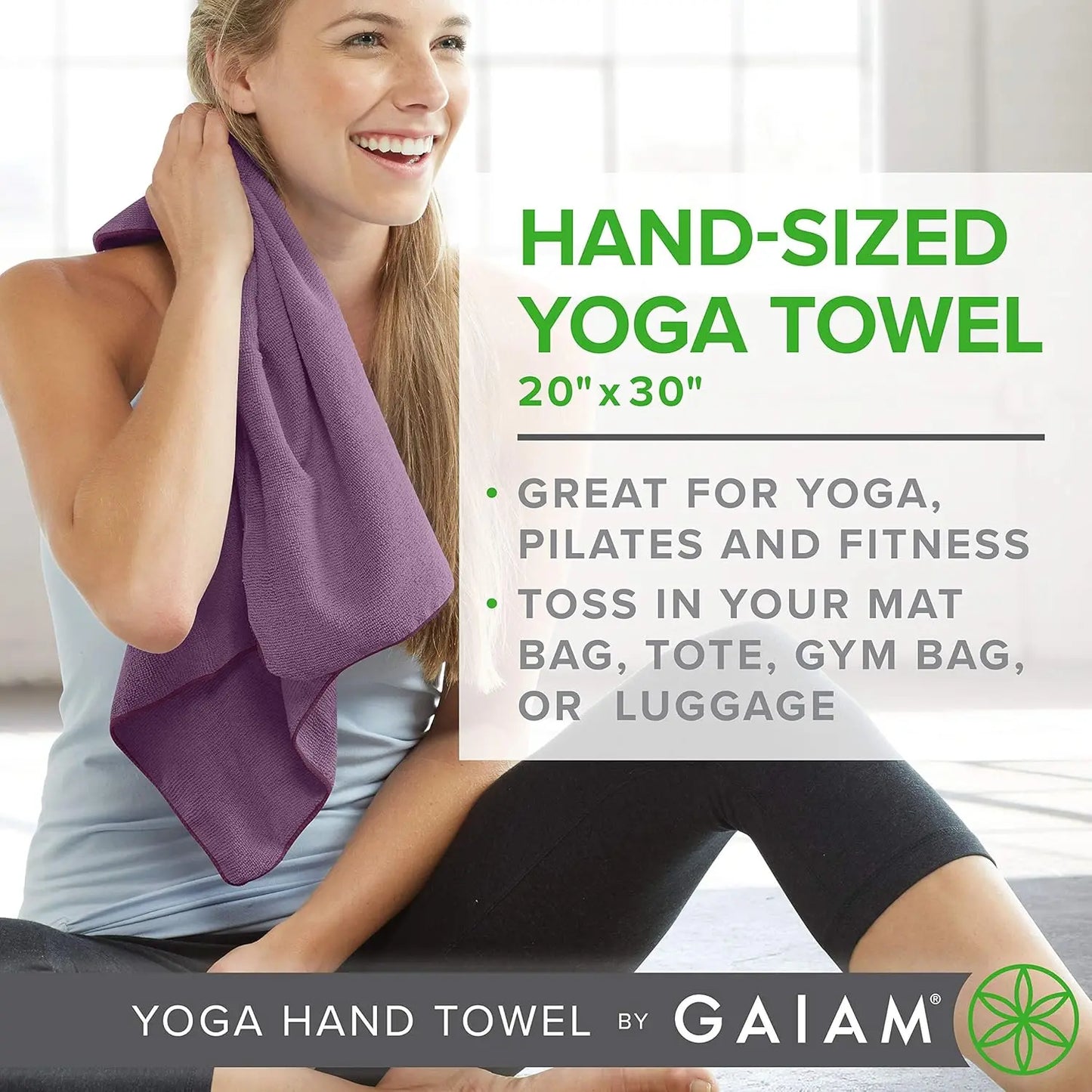 Quick Dry Lightweight Sports Towel, Soft Microfiber Fabric for Hot Yoga, Pilates, Workout & More