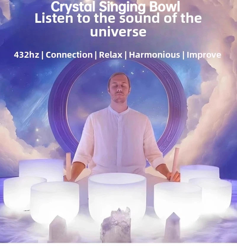 432hz Crystal Quartz Singing Bowl Yoga Meditation Sound Therapy Percussion Musical Instruments Professional Tibetan Sound Bowl
