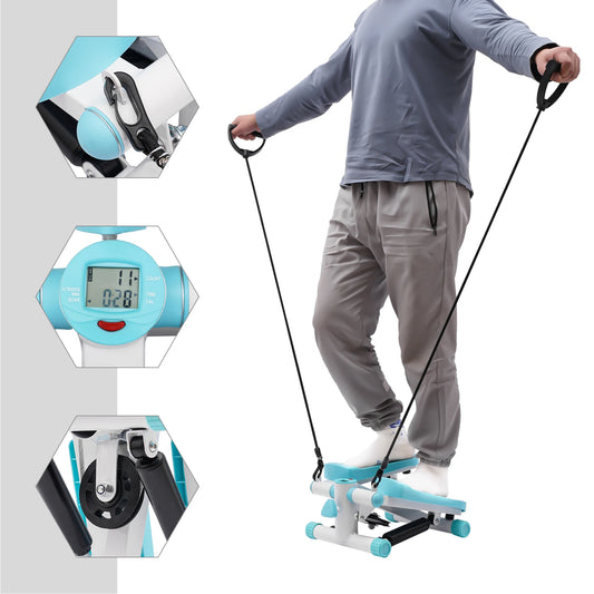 Fitness Twist Stepper Mini Exercise Stepping Machine W/Resistance Bands+LED Screen For Weight Loss Shaping Daily Exercise, Load 150KG