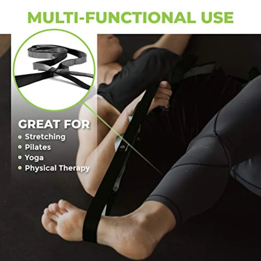 Stretching Strap for Physical Therapy 12 Multi-Loop Stretch Strap 1 W x 8' L Neoprene Handles Yoga Straps for Stretching Leg St
