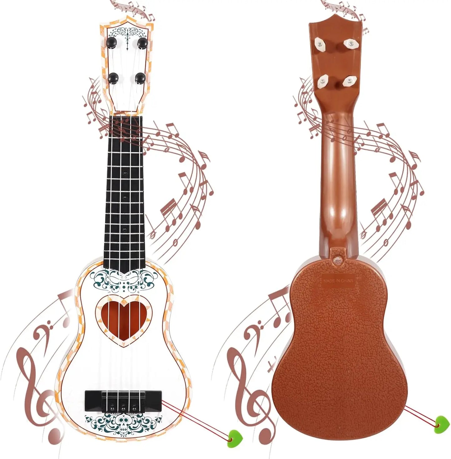 17in Ukulele Guitar for Kids - 4 String Mini Learning Instrument Educational Musical Toy Gift for Ages 3-9 Boys Girls