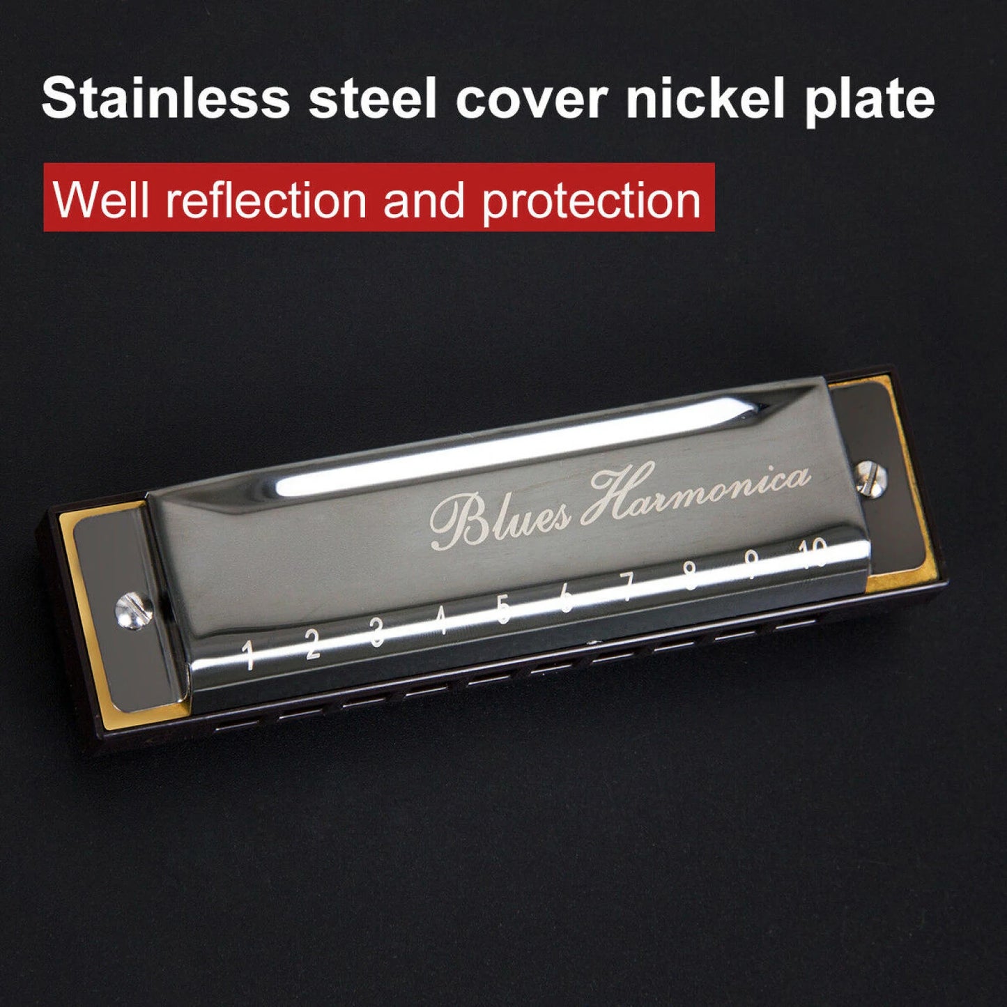 Harmonica Key of C 10 Hole Diatonic Harmonica C with Case for Beginner Students Kids Gift BLUES with case