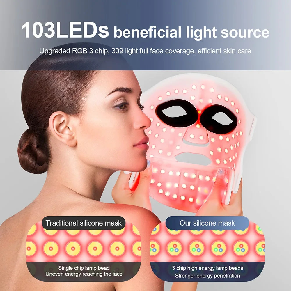 Iebilif Wireless LED Face And Neck Light Therapy Mask