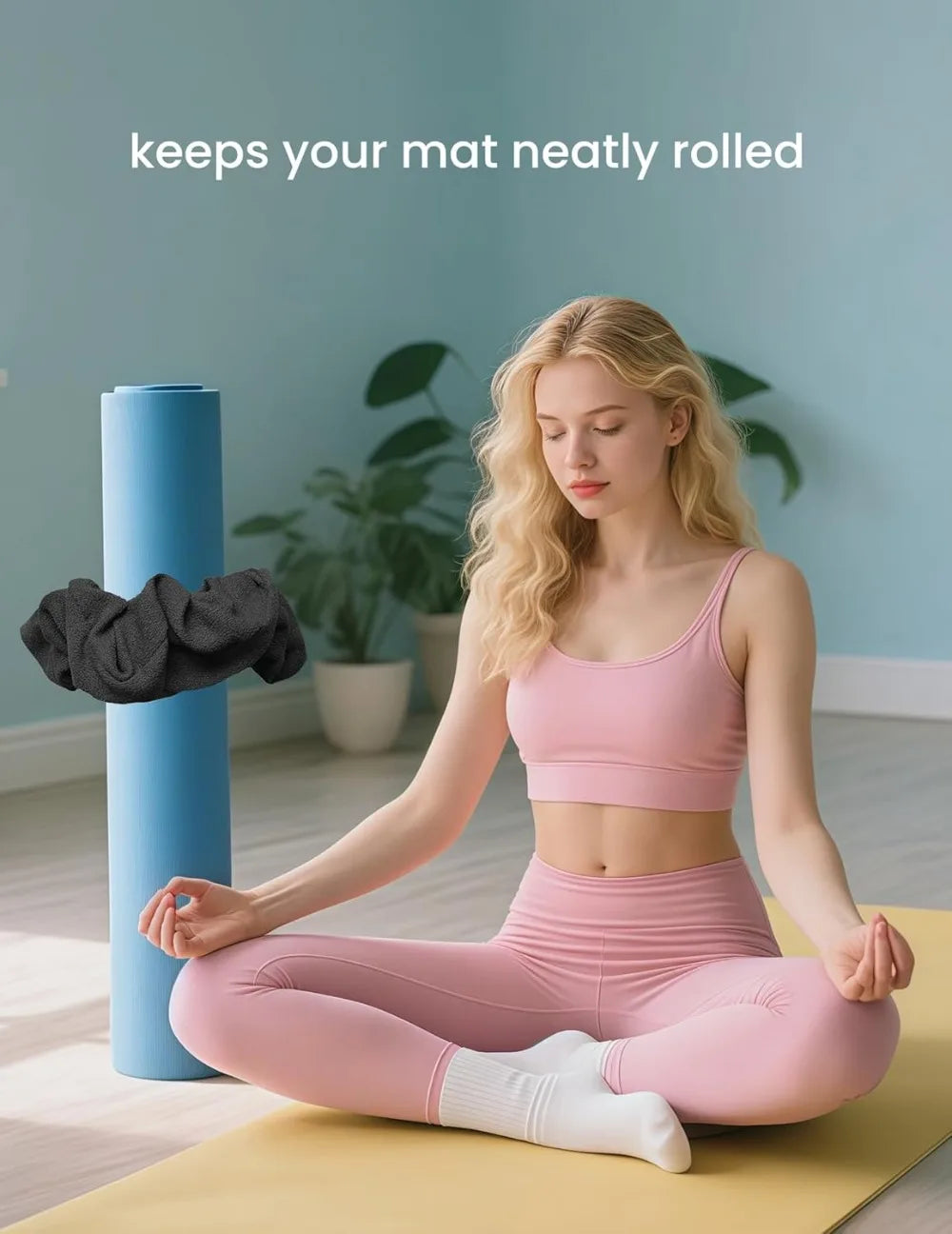 Yoga Mat Scrunchie - Holds Your Yoga Mat in Style - Durable & Elasticity Fabric - Fits All Standard Yoga Mats