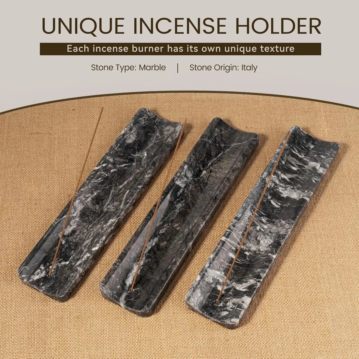 Marble Incense Holder for Sticks, Ash Catcher, Natural Stone Burner for Meditation Yoga SPA, Home Table Decor