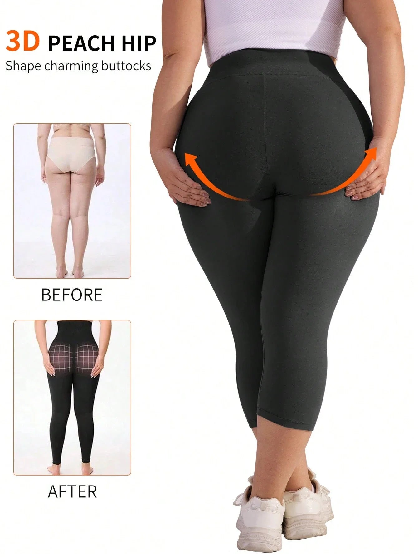 Womens Plus Size High Waist 7/8 Leggings With Side Pockets Stretch Yoga Pants