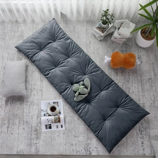 Floor Lounger Pillow Foldable and Tufted Design Long Floor Cushion for Yoga, Reading, Sleeping, Meditation, Elastic Band for Ro