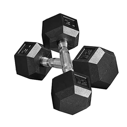40lbs/45lbs/50lbs Rubber Dumbbell Set with Non-Slip Handles for Home Gym Workout Anti-Roll Fitness Weights in Black for Women o