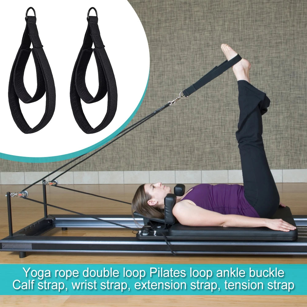 2Pcs Yoga Strap Elastic Double Ring Pilates Reformer Straps with Adjustable Buckle Exercise Straps for Yoga/Pilates/Ballet Dance