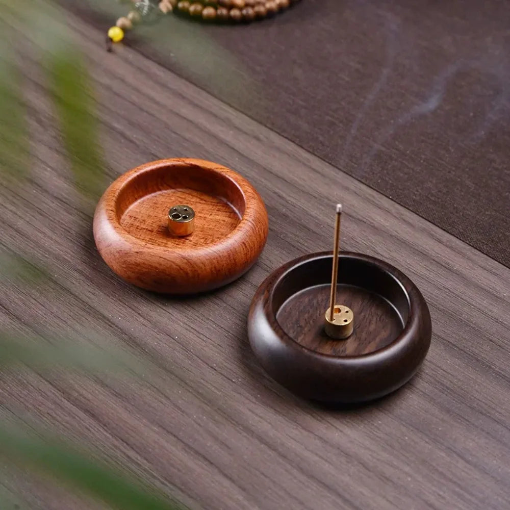 Solid Wood Incense Holder Ash Catcher Bowl Shape Incense Burner for Incense Insert Sticks Meditation Yoga Living Room Tea House