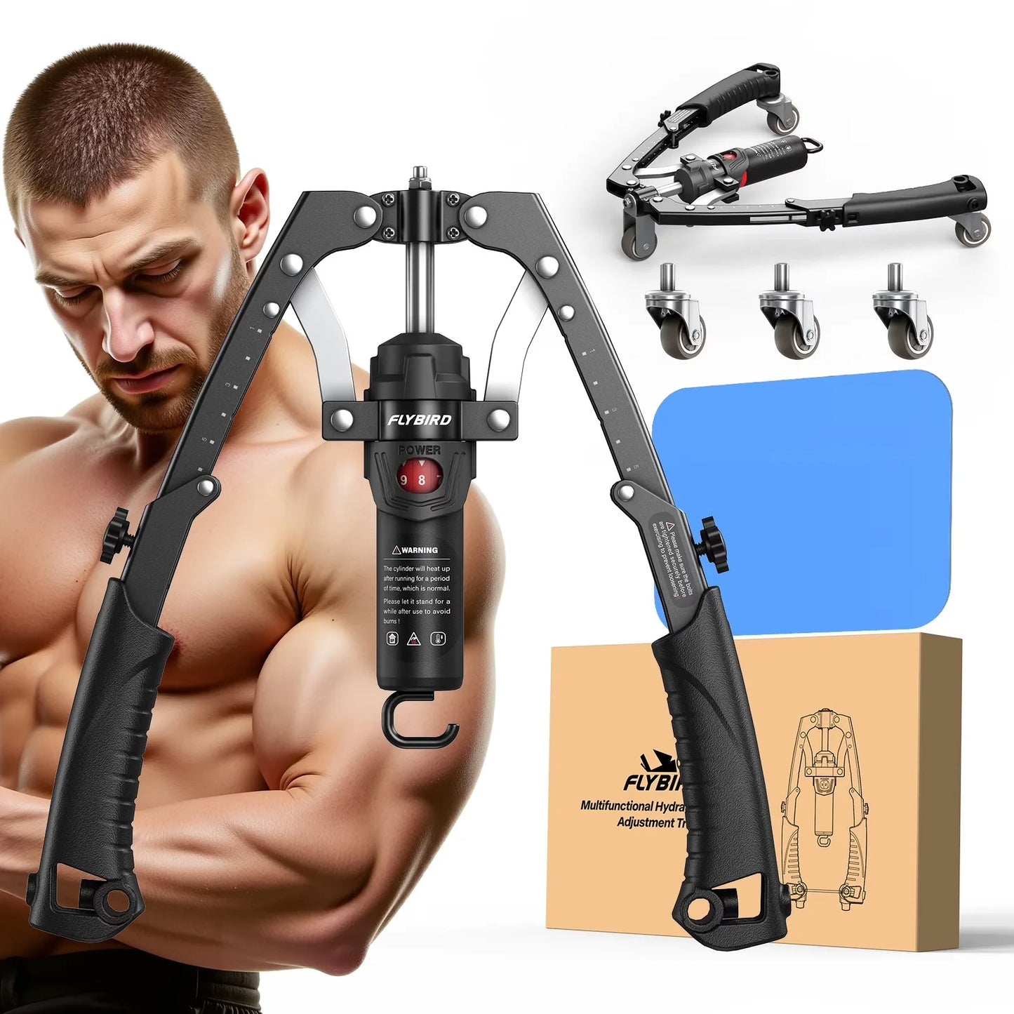 FED Fitness 3-In-1 Arm Trainer With Ab Roller And Hydraulic Power