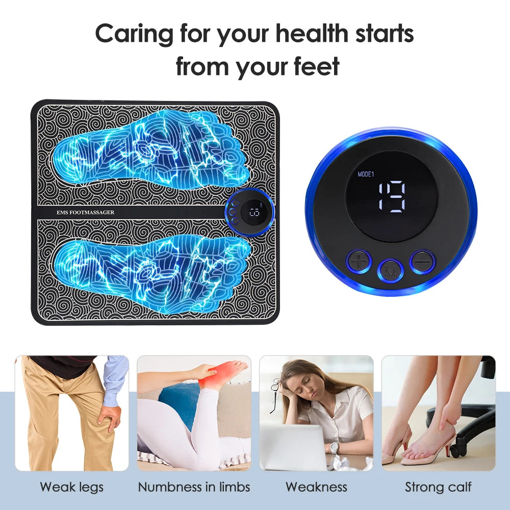 Hailicare Rechargeable EMS Foot Massager Pad for Muscle Stimulation